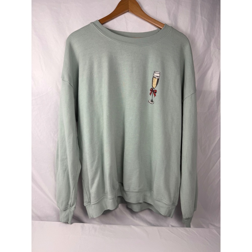 Altar'd State Large Prosecco Ho Ho Ho Champagne Oversized Christmas Sweatshirt